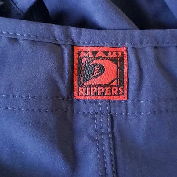 Maui Rippers Large Navy Blue Midrise 4-Way Stretch Boardshorts Swim - Picture 9 of 10